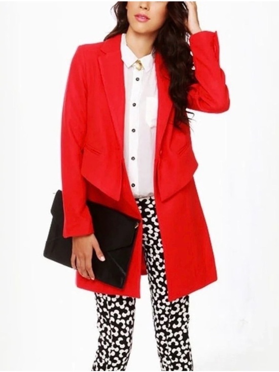 BB Dakota Jackets & Blazers - BB Dakota Rynn Felt Coat Coral Red Layered Blazer Statement Jacket